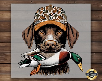 Hunting Dog with Duck DTF Transfer: DIY Apparel Print