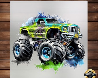 Monster Truck DTF Transfer: Bold Kids' Apparel Design