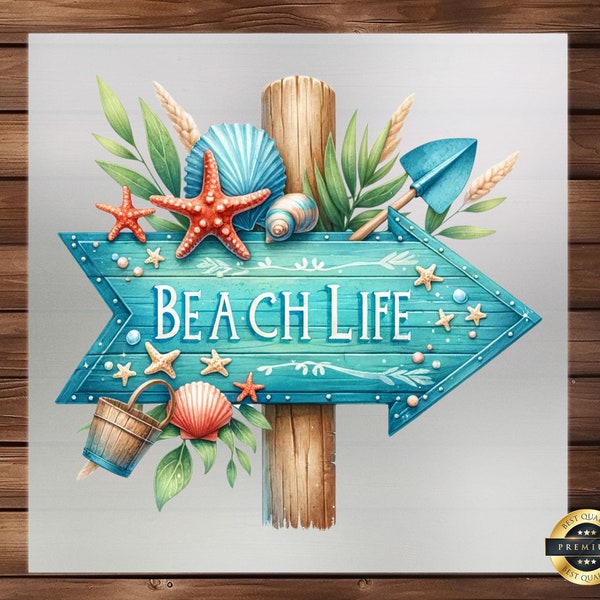 Beach Life DTF Transfer, Perfect Summer Design, Easy Heat Press Application, Ideal for Customizing Beachwear & Accessories, Vibrant Vacation