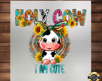 Baby DTF Transfer: Adorable Cow Graphic - Easy Iron-On Decal