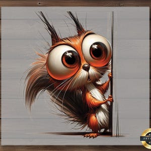 Cute Wide Eyed Squirrel DTF Transfer, Funny Woodland Animal Shirt Design, Ready to Press Adorable Forest Pet Style for Kids & Teens