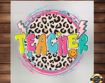 Leopard Print Teacher DTF Transfer: Back To School Apparel