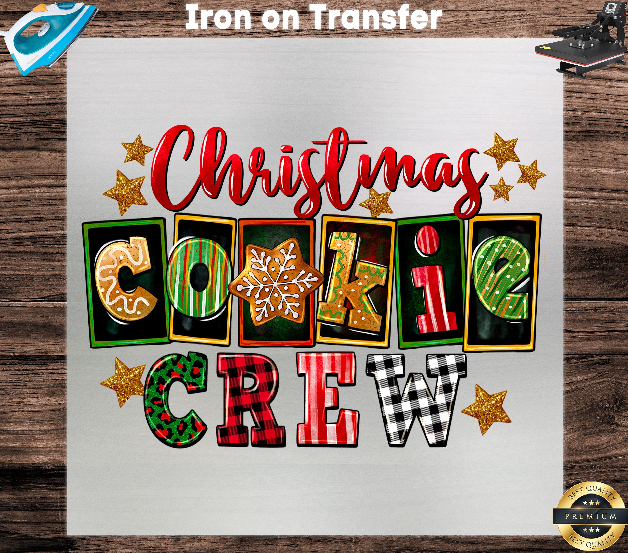 Christmas Cookie Crew DTF, Festive Holiday Design, Sweet Holiday, T-shirt Print, Transfer Ready to Press, Iron on Transfers, Christmas DTF