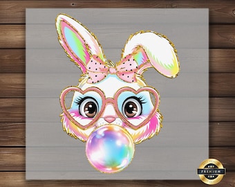 Bubblegum Bunny DTF Transfer: Easter Iron-On Shirt Design