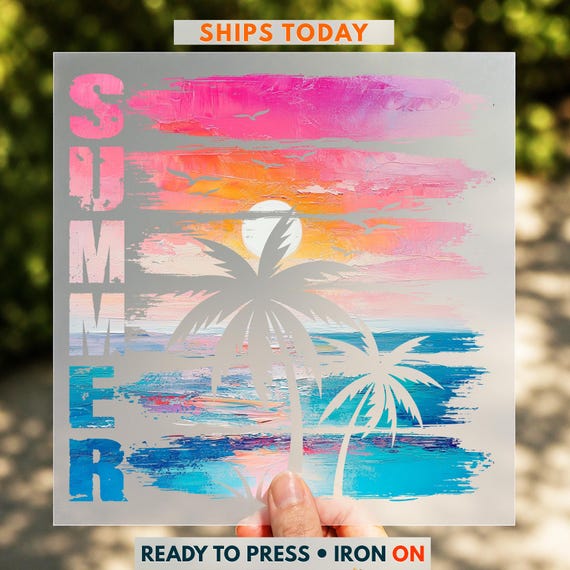 Summer Palm Tree DTF Transfer, Beach Vacation Shirt Design