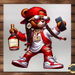 Hip Hop Teddy Bear DTF Transfer: Custom Iron-On Decal