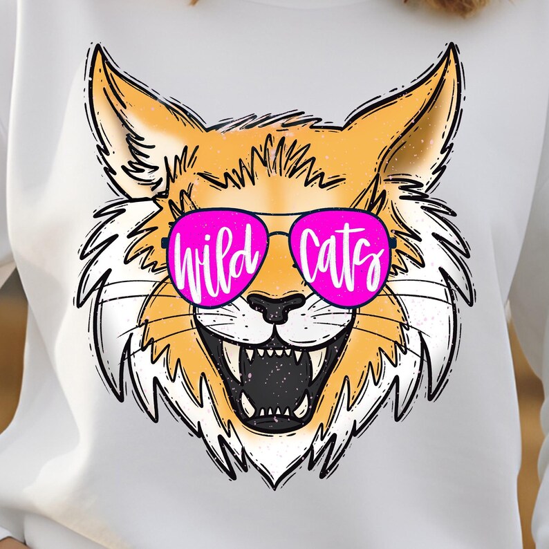 Wildcats Mascot DTF Transfer Leopard Head Bow Team Spirit Iron On Ready To Press Purple