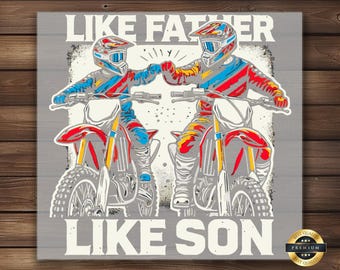 Motocross Dad and Son DTF Transfer: Dirt Bike Iron-On Art