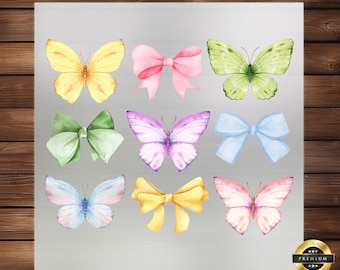 Butterflies Bow DTF Transfer: Nature Theme Shirt Decal Ready to Press