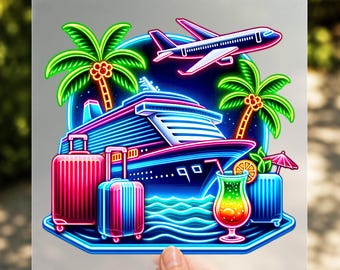 Neon Cruise Vacation DTF Transfer, Tropical Summer Travel Ready to Press