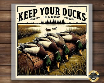 Mallard Duck DTF Transfer: Rustic Hunting Apparel Design