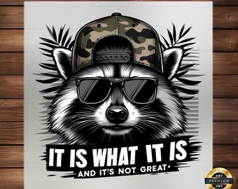 Sarcastic Raccoon DTF Transfer: Humorous Hunting Design, Ready to Press