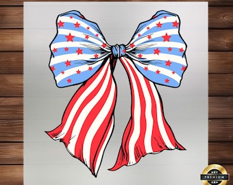 Coquette 4th of July Bow DTF Transfer: Patriotic Apparel