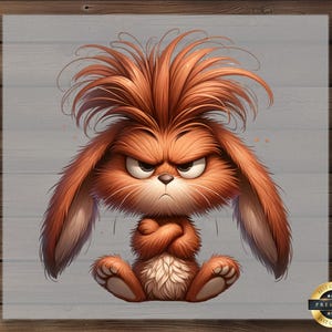 Angry Bunny DTF Transfer, Funny Grumpy Rabbit Print, Cute Easter Shirt, Ready to Press, DIY Heat Transfer, Adorable Animal Art