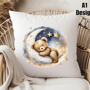 Sleeping Baby Teddy Bears DTF Transfer, 6 Different Adorable Designs, Iron on Decal, Ready to Press, Custom Kids Apparel, DIY Craft Supply