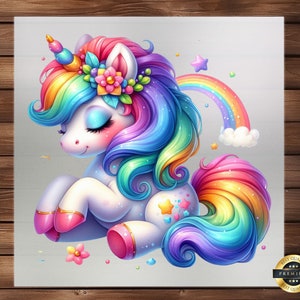 Watercolor Baby Unicorn Clipart: Whimsical DTF Transfer