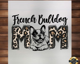 French Bulldog Mom DTF Transfer: Leopard Print Iron-On Decal