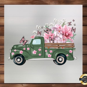 Spring Truck DTF Transfer: Floral Blossoms Iron-On Decal