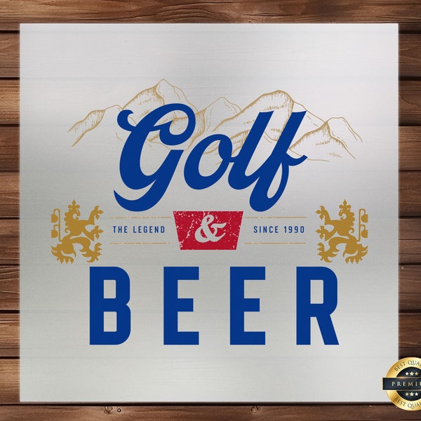 Golf Beer DTF Transfer, Showcase Your Passion for Golf & Brews, Ready-to-Press Design for T-Shirts, Hoodies, Tote Bags, DIY Golf Fan Apparel