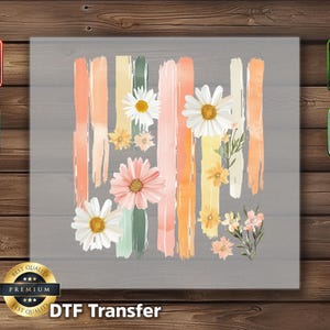 Flower DTF Transfer: Watercolor Daisy Floral Paint Stroke Print