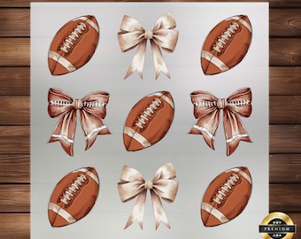 Retro Football Bow DTF Transfer, Coquette Game Day Iron On Design