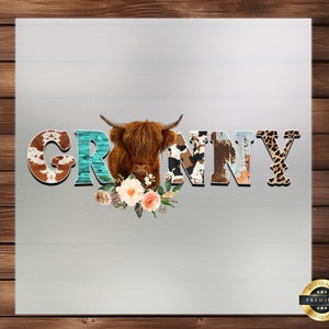 Western Granny Cow DTF Transfer, Rustic Country Design, Easy Application, High-Quality Print, Perfect for Vintage Flair, Ready to Press