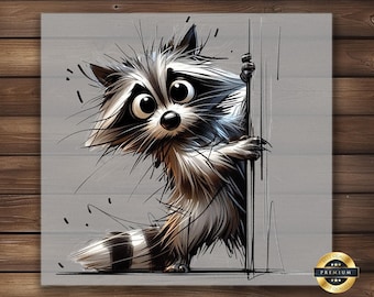 Surprised Raccoon Cartoon DTF Transfer: DIY Kids Shirt Design