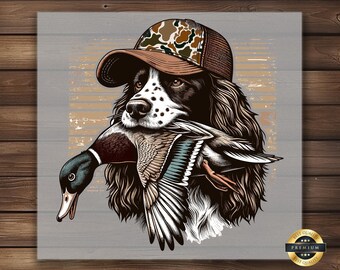 Springer Spaniel Hunting Dog DTF Transfer: Duck Design