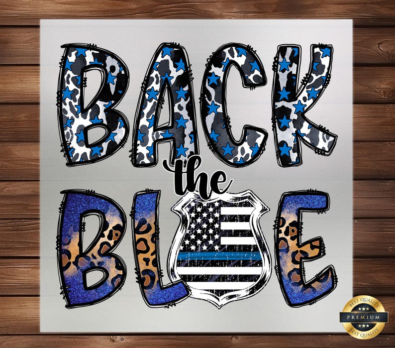 Transfert The Blue DTF : soutien de la police, étoiles à rayures bleues image 1