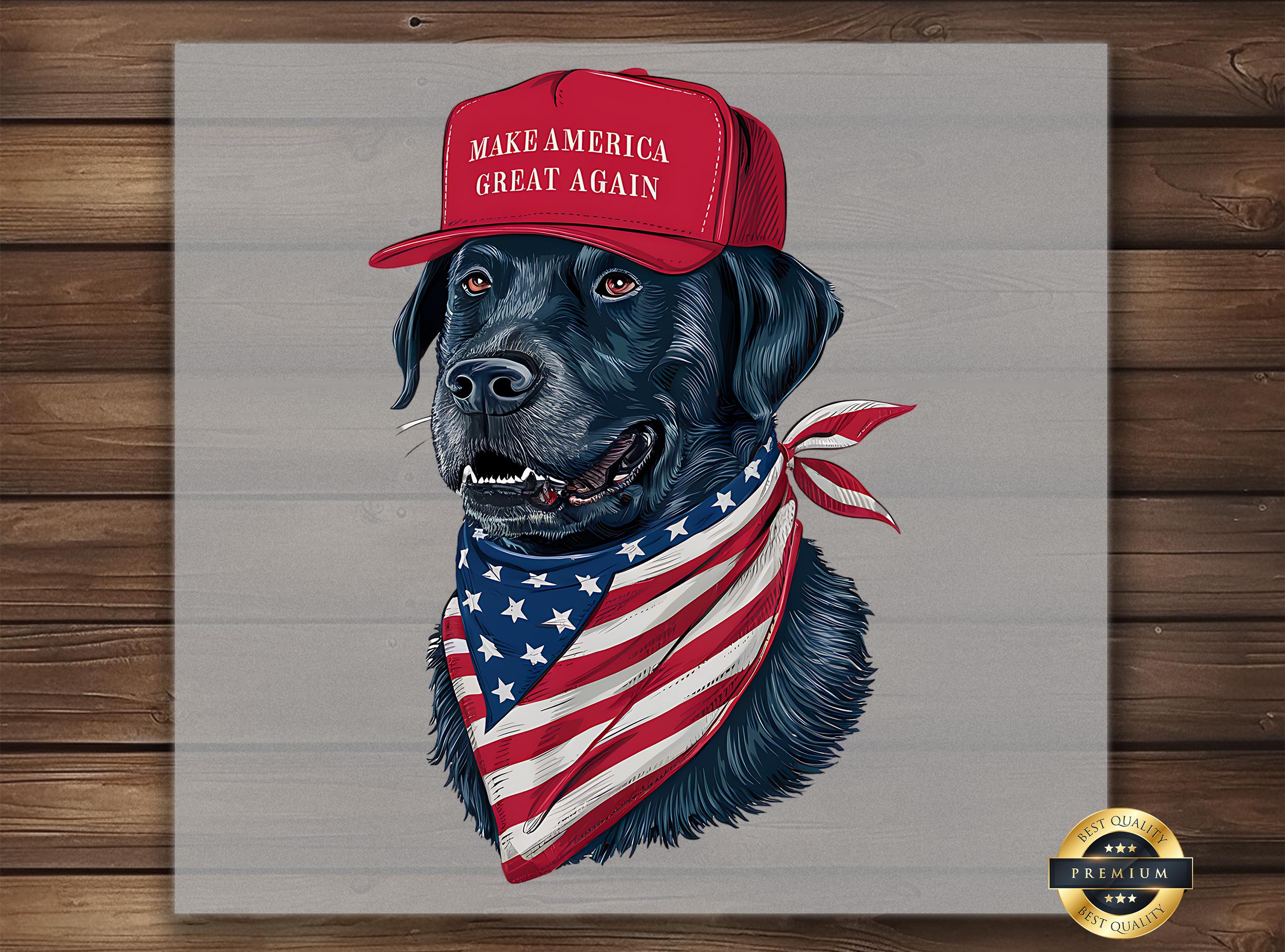 Patriotic Dog DTF Transfer, USA Flag Design with Red Hat, Perfect for Trendy DIY Apparel and Crafts, Easy Iron-On Application