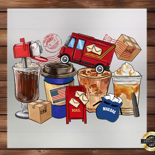 Tazas de café para trabajadores postales DTF Transferencia: Regalo para carteros