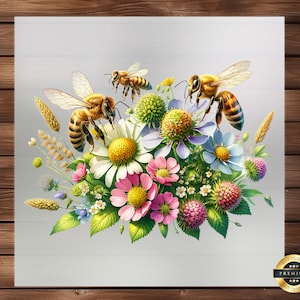 Honey and Bees DTF Transfer, Sweet & Vibrant Design, DIY Heat Press Application, Ideal for T-Shirts, Hoodies, Tote Bags and More, Bee Lovers
