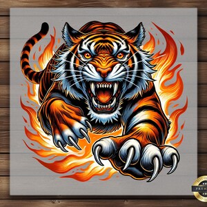 Tiger Iron-On DTF Transfer - Fierce Fiery Mascot for Shirts