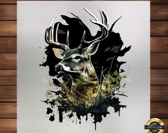 Hunting Deer DTF Transfer: Military Style Graphic, Ready-to-Press