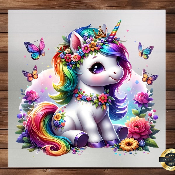 Baby Unicorn DTF Transfer, Enchanted Garden Design, High-Quality, Easy to Apply, Perfect for Magical Creations, Unique DIY Design