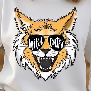 Wildcats Mascot DTF Transfer Leopard Head Bow Team Spirit Iron On Ready To Press Black