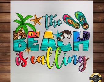 The Beach Is Calling DTF Transfer: Tropical Summer Apparel Design