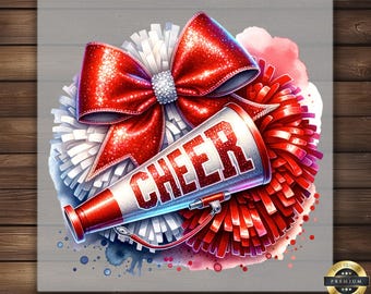 Cheer Megaphone Bow DTF Transfer Game Day Cheerleading Shirt Design