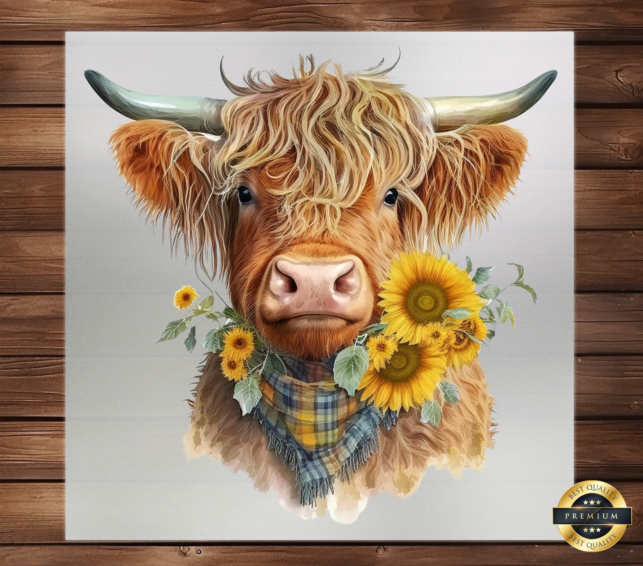 Highland Cow DTF Transfer: Rustic Farmhouse Style Design