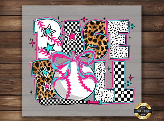 Pink Teal Leopard Baseball DTF Transfer, Coquette Bow Game Day Shirt
