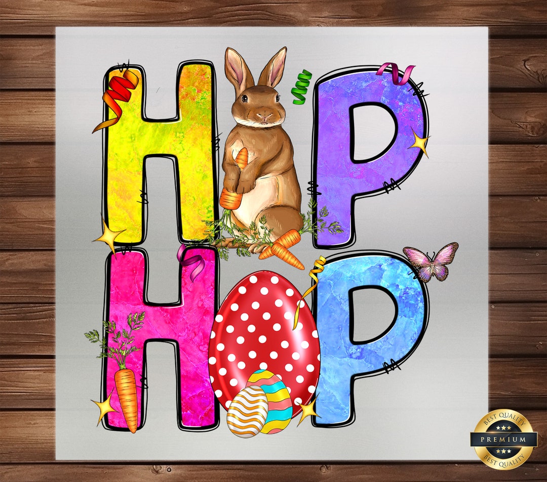 Easter Day Hip Hop DTF Transfer, Cool Easter Bunny Rap Design, DIY