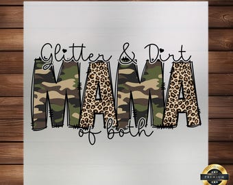 Leopard Military Style Mom DTF Transfer: Dirt Mama Shirt Decal Ready to Press