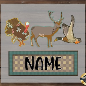 Turkey Deer Duck DTF Transfer, Personalized Name Design, Ready to Press Hunting Design, DIY Hunting Apparel, Outdoor Themed Art