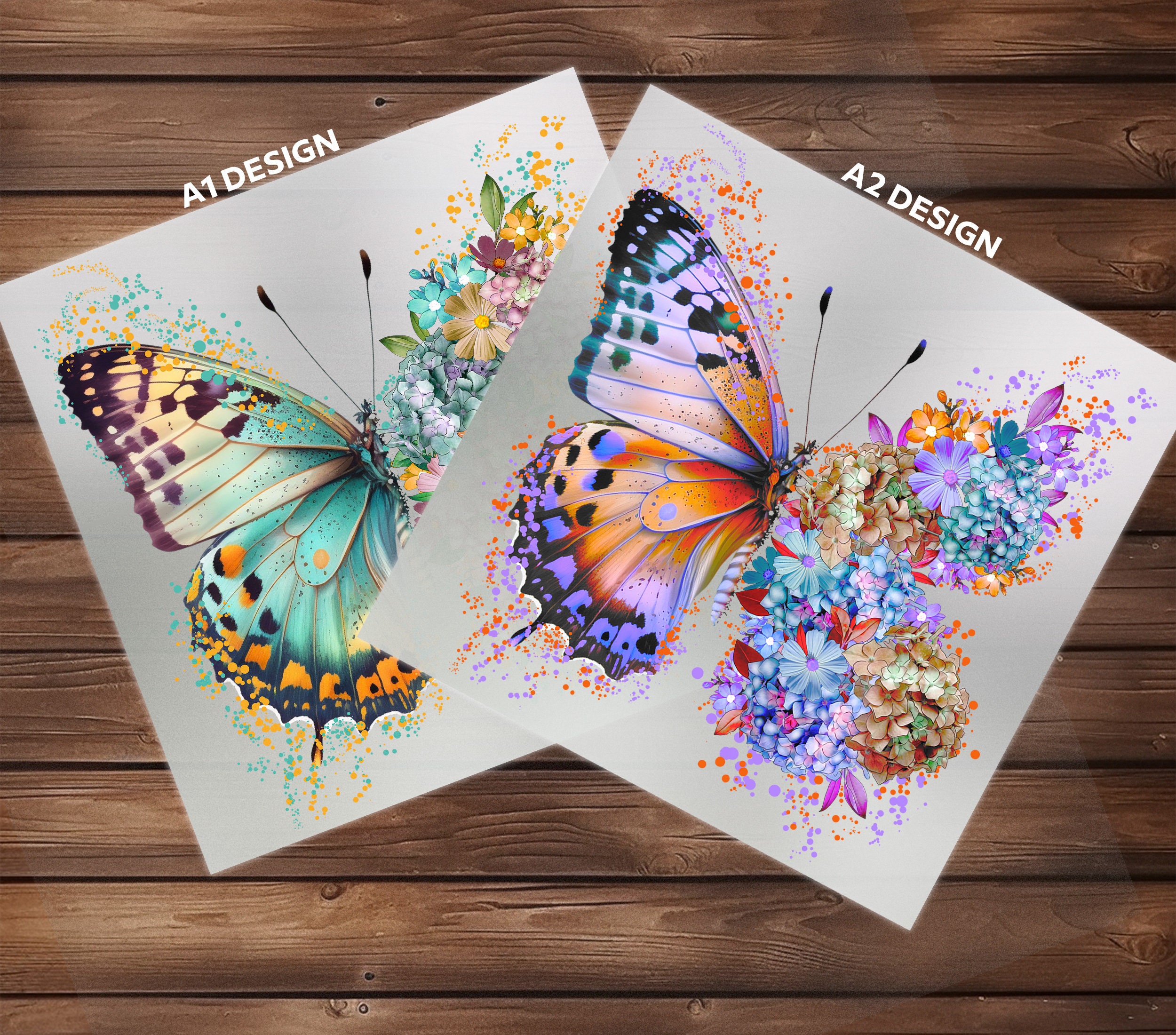 Butterfly with Flowers DTF Transfer, Vibrant Floral Iron-On Design for Custom Apparel - Easy to Apply, Ready to Press