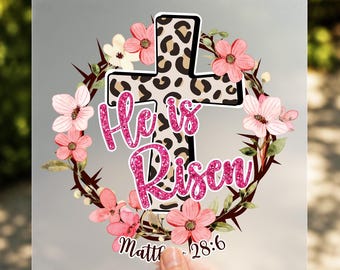 He Is Risen Leopard DTF Transfer, Christian Easter Faith Print