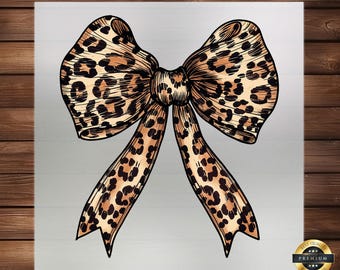 Leopard Bow DTF Transfer: Animal Print Heat Press Design