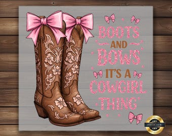 Cowgirl Boots and Bows DTF Transfer: Western Shirt Design