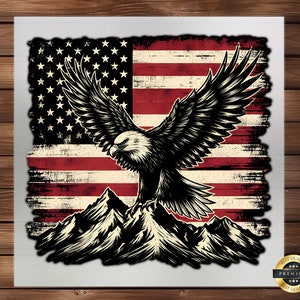 Memorial Day DTF Transfer, USA Flag Eagle Design, Patriotic Salute, Easy to Apply, Majestic American Pride, Ready to Press, Hoodie DTF Print