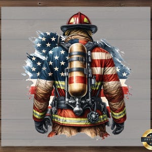 Firefighter USA Flag DTF Transfer: Patriotic Heat Press Design