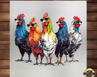 Chickens with Glasses DTF Transfer: Quirky Animal Design